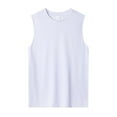 thumbnail image 1 of Wyobmus Men's Sleeveless Muscle Shirts Quick Dry Undershirt Vest Loose Lightweight Round Neck Gym Workout T Shirt White, 1 of 4