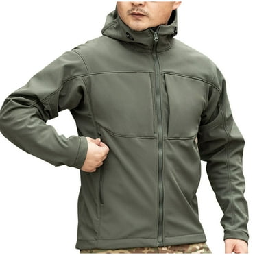 Wyobmus Men's Solid Color Hooded Jacket Hiking Climbing Warm Outdoor Windbreaker Jacket Green