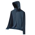 thumbnail image 1 of Wyobmus Men's Sport Hoodies Long Sleeve High Elasticity Fitted Fishing Shirts Sun Protection Mesh Shirts Lightweight Rash Guards Navy, 1 of 7
