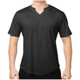thumbnail image 1 of Wyobmus Men's Sport Shirt Short Sleeve Workout Quick Dry T-Shirts Casual Solid Running Gym V Neck T-Shirts Black, 1 of 8