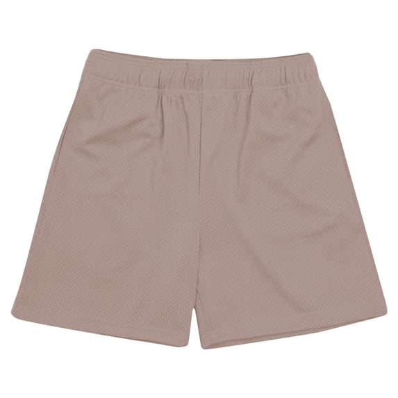 Wyobmus Men's Sport Shorts Solid Color Fitness Training Breathable Holiday Mesh Beach Shorts Pockets Cropped Pants B-Khaki