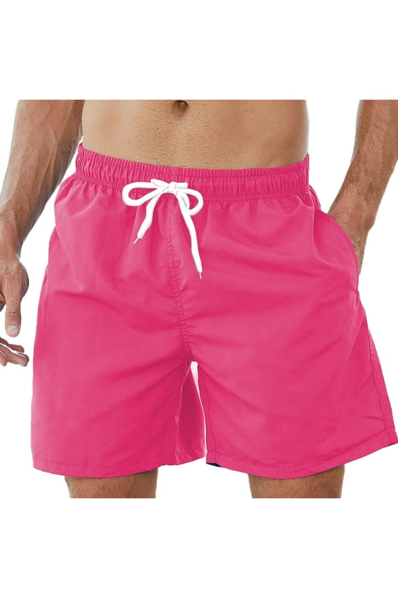 Men's Summer Swim Trunks Quick Dry Lightweight Board Shorts Elastic Waist Bathing Suit With Mesh Lining Beach Shorts Hot Pink