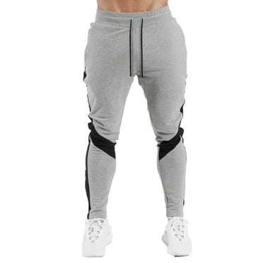 Wyobmus Men's Sweatpants Joggers Athletic Pants Patchwork Drawstring Workout Pants forRunning Gym Hiking Gray