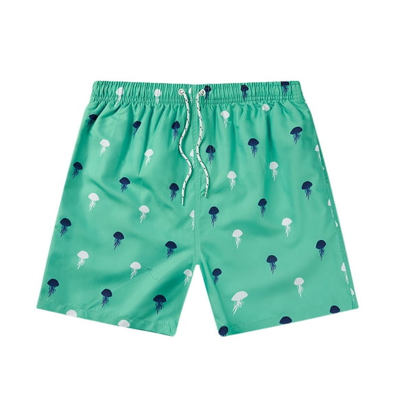 Wyobmus Men's Swim Trunks Hawaiian Bathing Suit Drawstring Elastic Waist Swimsuits Jellyfish Print Beach Shorts With Pockets No Mesh Lining A-Lake Blue