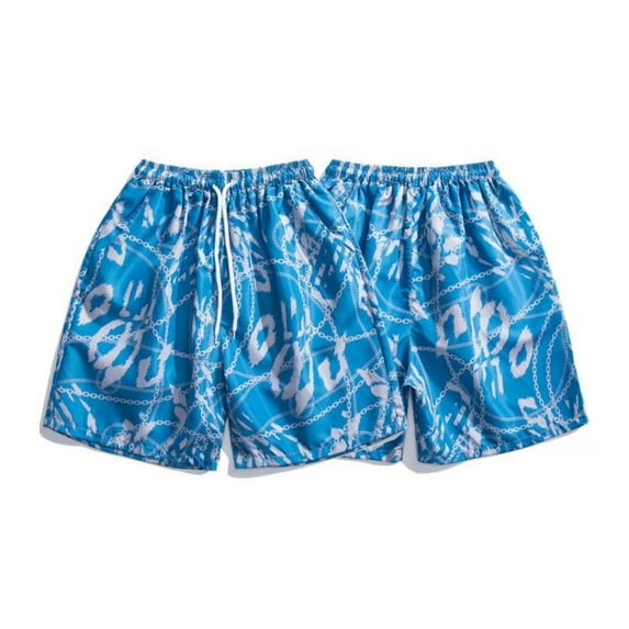 Wyobmus Men's Swim Trunks Summer Cool Quick Dry Board Shorts Bathing Suit Swimsuits Elastic Waist Beach Shorts Without Pockets D-Blue