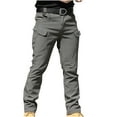 thumbnail image 1 of Wyobmus Men's Tactical Pants Outdoor Solid Slim Stretch Tactical Pants for Men Casual Wear-Resistant Dirtproof Flex Waist Cargo Pants Gray, 1 of 4