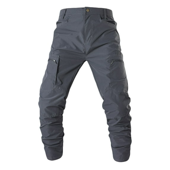 Wyobmus Men's Tactical Pants Solid Ripstop Cargo Pants, Lightweight Quick Drying Hiking Pants Gray