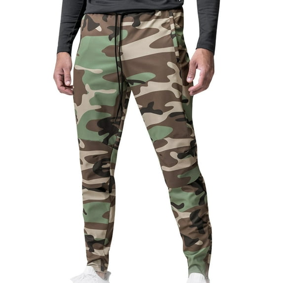 Wyobmus Men's Tapered Joggers Knee Workout Running Sweatpants Slim Fit Drawstring Pants With Pockets Camouflage