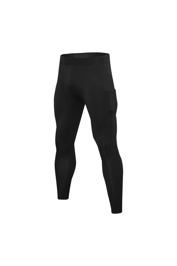 Men's Thermal Compression Pants Fleece Lined Sports Tights Cold Weather Baselayer Stretchy Athletic Leggings for Running Workout Basketball Training A-Black