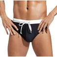 thumbnail image 1 of Wyobmus Men's Triangle Swim Briefs High Elasticity and Soft Low Rise Swimsuit Solid Beach Swimwear Bikini Sport With Drawstring D-Black, 1 of 8