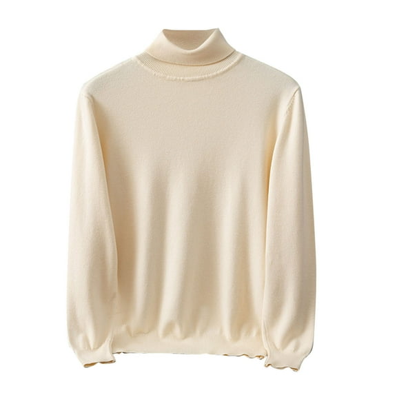 Wyobmus Men's Turtleneck Sweaters Casual Slim Fit Basic Tops Knitted Lightweight Pullover Solid Sweaters B-Beige