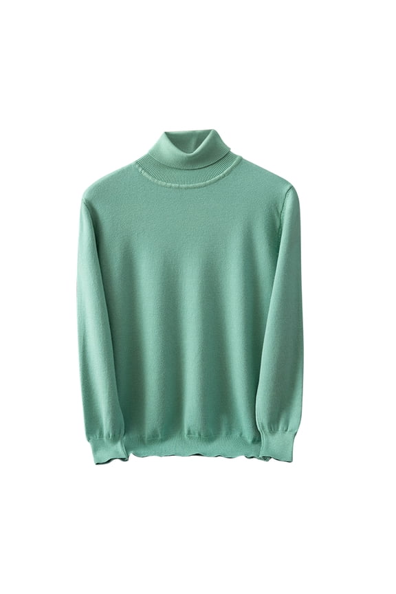 Men's Turtleneck Sweaters Casual Slim Fit Basic Tops Knitted Lightweight Pullover Solid Sweaters B-Green