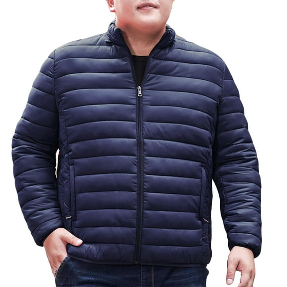 Wyobmus Men's Winter Coat Winter Casual Hooded Stand Collar Long Sleeve Cardigan Coat Outdoor Padded Jacket Cotton Jacket Black