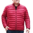 thumbnail image 1 of Wyobmus Men's Winter Coat Winter Casual Hooded Stand Collar Long Sleeve Cardigan Coat Outdoor Padded Jacket Cotton Jacket Burgundy, 1 of 5
