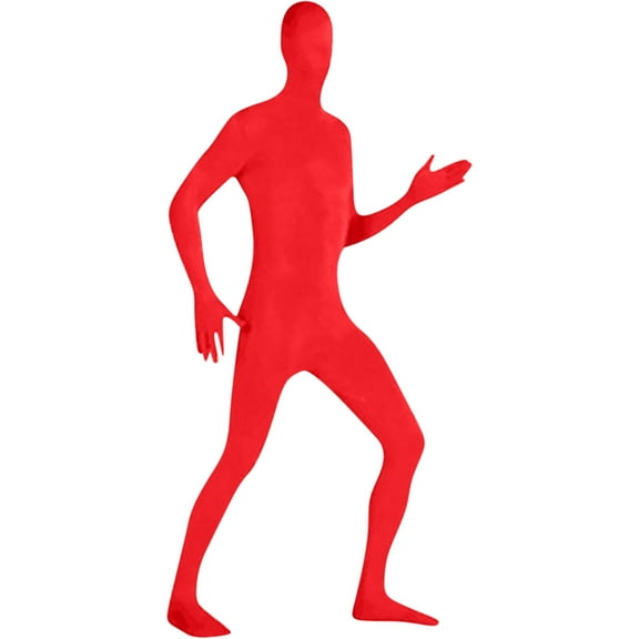 Wyobmus Men's and Women's Full Body Zentai Bodysuit Stretchy Face Cover Long Sleeve Zentai Jumpsuit Halloween Dress Up Party Performance Unitard Body Suit B-Red