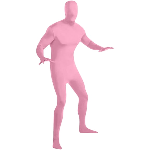 Wyobmus Men's and Women's Full Body Zentai Bodysuit Stretchy Face Cover Long Sleeve Zentai Jumpsuit Halloween Dress Up Party Performance Unitard Body Suit C-Pink