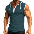 thumbnail image 1 of Wyobmus Men's Workout Hooded Tank Tops Bodybuilding Muscle Button-Up T-Shirt Lightweight Form Fit Sleeveless Gym Hoodies Green, 1 of 8