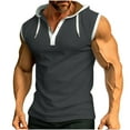 thumbnail image 1 of Wyobmus Men's Workout Hooded Tank Tops Bodybuilding Muscle Button-Up T-Shirt Lightweight Form Fit Sleeveless Gym Hoodies Gray, 1 of 7