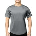 thumbnail image 1 of Wyobmus Men's Workout Shirt Quick Dry Stretchy Sport Shirts Solid Moisture Wicking Round Neck Short Sleeve Training Tops Gray, 1 of 8