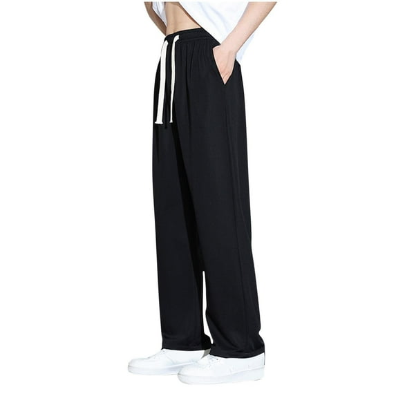 Wyobmus Men's Yoga Sweatpants Workout Lounge Pants Open Bottom Casual Jersey Pants for Men With Pockets C-Black