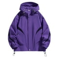 thumbnail image 1 of Wyobmus Men's Zip Up Windbreaker Jacket Outdoor Lightweight Waterproof Hooded Jacket for Hiking Travel With Zipper Pocket Purple, 1 of 1