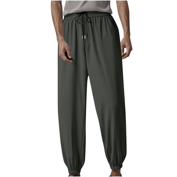 Wyobmus Mens Athletic Pants Baggy Cinch Bottom Sweatpants Solid Color Pocket Casual Elastic Waist Drawstring Jogger Pants,M-5Xl Dark Gray