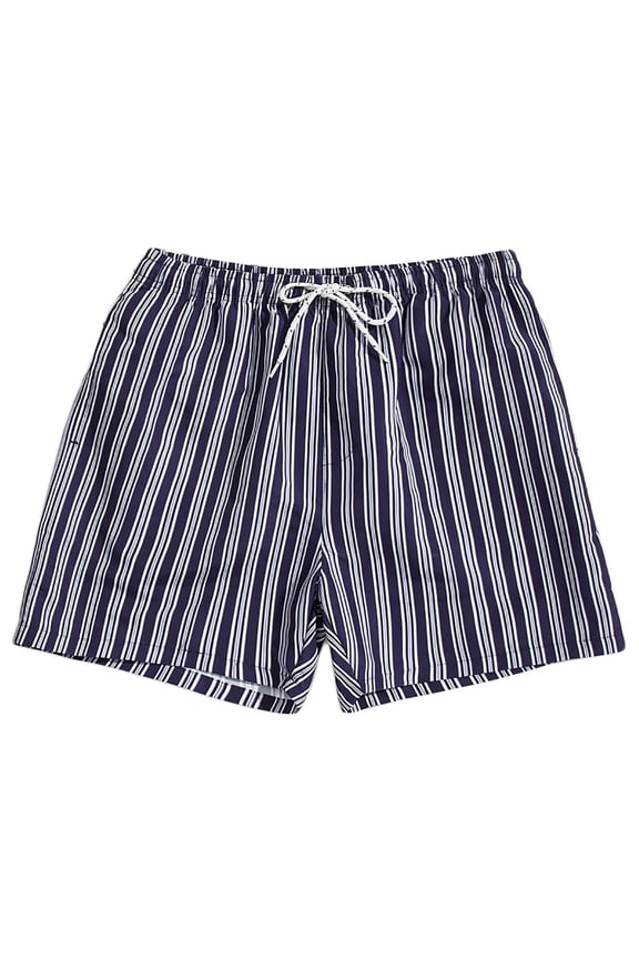 Mens Board Shorts Swimwear Graphic Short Stretch Swim Trunks Surf Shorts Bathing Suit With Pocket A-Dark Blue