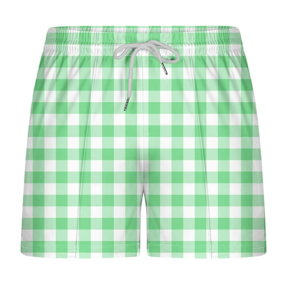 Wyobmus Mens Boxer Shorts Lounge Plaid Shorts Pajama Shorts Oversized Elastic Waist Beach Bottoms With Pocket M-3Xl Green