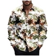 thumbnail image 1 of Wyobmus Mens Button Down Shirt Camo Print Stretch Dress Shirt Long Sleeve Turndown Collar Casual Blouse Shirt H-Camouflage, 1 of 5