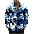 thumbnail image 1 of Wyobmus Mens Button Down Shirt Camo Print Stretch Dress Shirt Long Sleeve Turndown Collar Casual Blouse Shirt I-Camouflage, 1 of 1