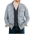 thumbnail image 1 of Wyobmus Mens Button Down Shirt Jacket Casual Cotton Shacket Lightweight Outdoor Cargo Jacket Coat Gray, 1 of 3