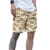 Wyobmus Mens Camo Cargo Shorts With Utility Pocket Loose Fit Twill Hiking Shorts Elastic Waist Darwstring Fishing Cycling Shorts A-Khaki