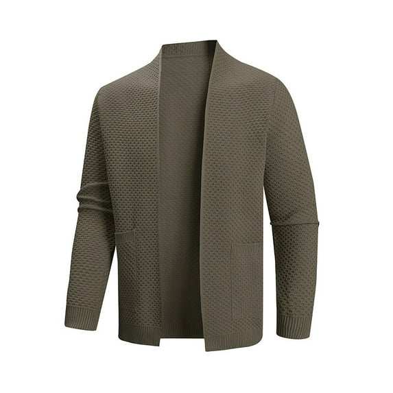 Wyobmus Mens Cardigan Sweater Cable Knit Open Front Cardiagn Long Sleeve Fashion Sweater Drape Cape A-Coffee