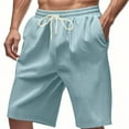 thumbnail image 1 of Wyobmus Mens Cargo Corduroy Shorts Summer Beach Shorts Elastic Waistband Drawstring Casual Shorts Lightweight Hiking Shorts S-3X B-Light Blue, 1 of 4
