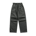 thumbnail image 1 of Wyobmus Mens Cargo Parachute Pants Straight Wide Leg Retractable Twill Pants Casual Sports Pants Dark Gray, 1 of 6