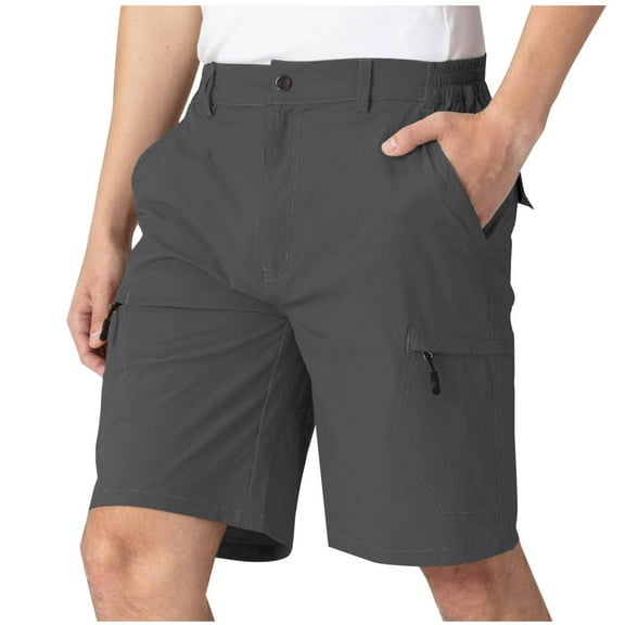 Wyobmus Mens Cargo Shorts with Zipper Pockets Loose Lightweight Water Resistant Hiking Shorts Quick Dry High Waist Fishing Shorts S-3X Dark Gray