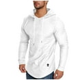 thumbnail image 1 of Wyobmus Mens Casual Athletic Hoodies Sport Sweatshirt Solid Color Pullover Long Sleeve Active Hooded T-Shirt Tops White, 1 of 7