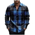 thumbnail image 1 of Wyobmus Mens Casual Button Down Shirts Wrinkle Free Stretch Dress Shirs Long Sleeve Turndown Collar Plaid Business Shirts H-Navy, 1 of 5