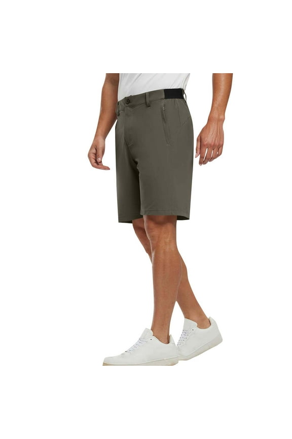 Mens Casual Chino Shorts Classic Fit Elastic Waistband Shorts Breathable Flat Front Dress Beach Summer Shorts S-2X Olive Green