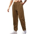 thumbnail image 1 of Wyobmus Mens Casual Pants Elastic Waist Drawstring Lightweight Straight Fit Summer Beach Trousers With Pockets S-3X Camel, 1 of 8