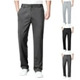 thumbnail image 1 of Wyobmus Mens Casual Pants Solid Color Baggy Slacks Elastic Waist Straight Leg Pocket Casual Trousers,L-5XL Gray, 1 of 8