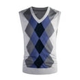 thumbnail image 1 of Wyobmus Mens Casual Wool Argyle Sweater Vest Slim Fit Lightweight Sleeveless V-Neck Knit Pullover Vest White, 1 of 5