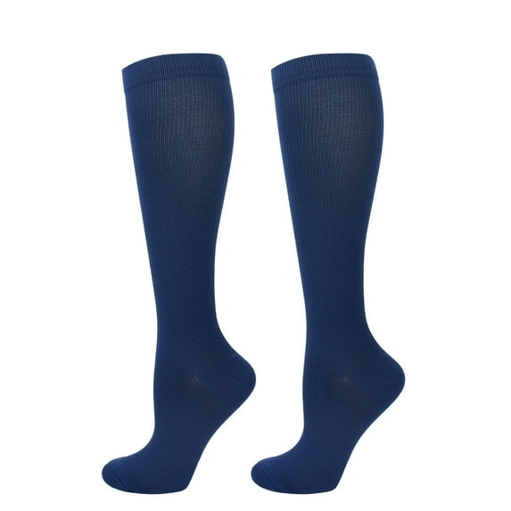 Wyobmus Mens Compression Socks Knee High Length Athletic Running Socks Large Nylon Hig Support Nurse Stockings F-Navy*