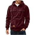 thumbnail image 1 of Wyobmus Mens Corduroy Hoodies 1/4 Zip Hooded Sweatshirts With Pockets Casual Long Sleeve Tops Winter Pullover Jackets Fall Fashion Clothes Burgundy, 1 of 6
