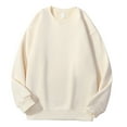 thumbnail image 1 of Wyobmus Mens Cotton Sweatshirt Loose Fit Fleece Warm Pullover Long Sleeve Crew Neck Sweatshirt M-5XL A-Beige, 1 of 2