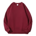 thumbnail image 1 of Wyobmus Mens Cotton Sweatshirt Loose Fit Fleece Warm Pullover Long Sleeve Crew Neck Sweatshirt M-5XL A-Burgundy, 1 of 2