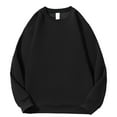 thumbnail image 1 of Wyobmus Mens Cotton Sweatshirt Loose Fit Fleece Warm Pullover Long Sleeve Crew Neck Sweatshirt M-5XL B-Black, 1 of 2