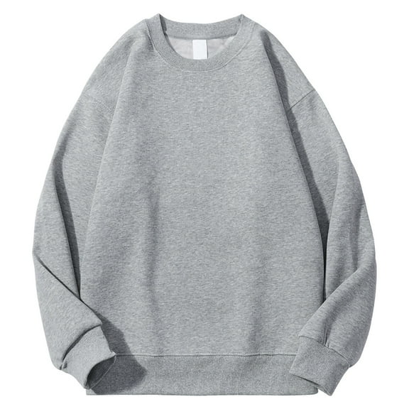 Wyobmus Mens Cotton Sweatshirt Loose Fit Fleece Warm Pullover Long Sleeve Crew Neck Sweatshirt M-5XL B-Gray