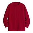 thumbnail image 1 of Wyobmus Mens Crewneck Sweaters Solid Color Long Sleeve Jacquard Weave Knitwear Round Neck Sweaters Tops Burgundy, 1 of 4
