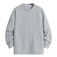 thumbnail image 1 of Wyobmus Mens Crewneck Sweaters Solid Color Long Sleeve Jacquard Weave Knitwear Round Neck Sweaters Tops Gray, 1 of 4